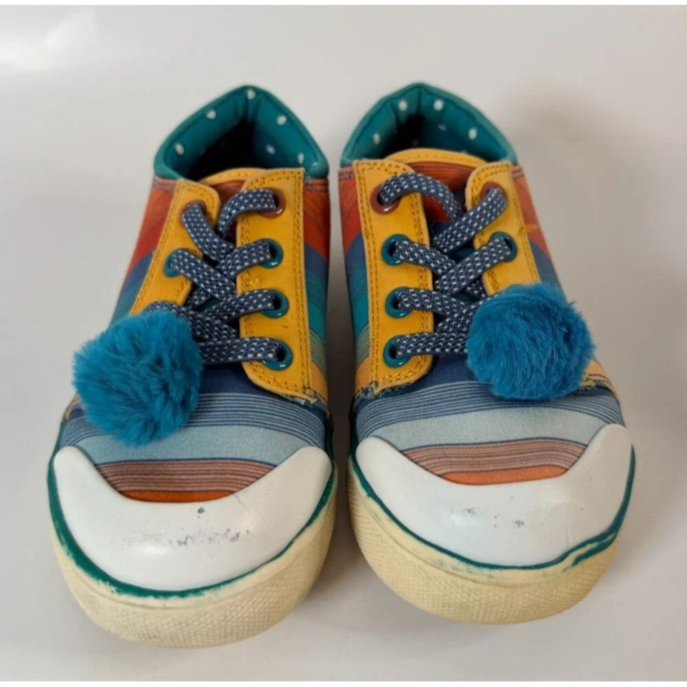 MATILDA JANE Striped Sneakers Finish Line Little Girl's Sz 9 Slip On PomPom READ
